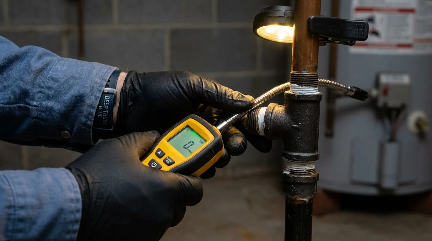 Gas leak detection with electronic sniffer by Johns Plumbing LLC in Ogden